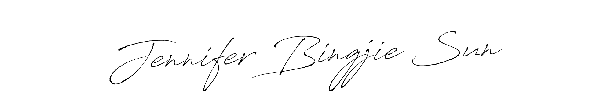 How to make Jennifer Bingjie Sun name signature. Use Antro_Vectra style for creating short signs online. This is the latest handwritten sign. Jennifer Bingjie Sun signature style 6 images and pictures png