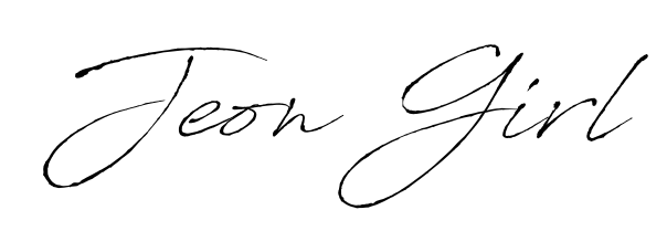 A modern signature idea for name Jeon Girl using Antro_Vectra font. Clean strokes and elegant curves make it stand out instantly. Jeon Girl signature style 6 images and pictures png