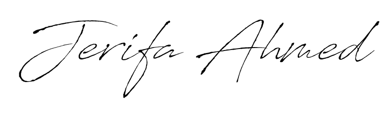 Personalize your online presence with Jerifa Ahmed signature rendered in elegant Antro_Vectra font. Great for website footers and blogs. Jerifa Ahmed signature style 6 images and pictures png