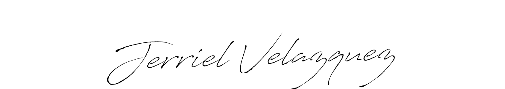 Antro_Vectra is a professional signature style that is perfect for those who want to add a touch of class to their signature. It is also a great choice for those who want to make their signature more unique. Get Jerriel Velazquez name to fancy signature for free. Jerriel Velazquez signature style 6 images and pictures png