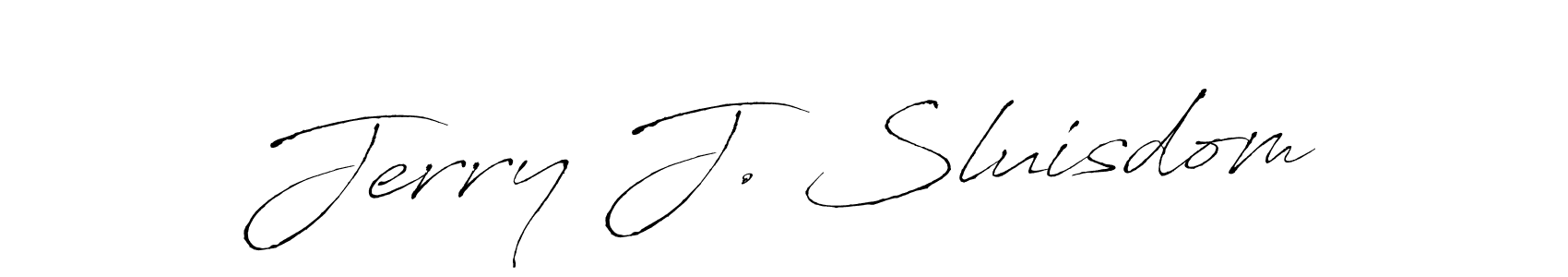 You should practise on your own different ways (Antro_Vectra) to write your name (Jerry J. Sluisdom) in signature. don't let someone else do it for you. Jerry J. Sluisdom signature style 6 images and pictures png