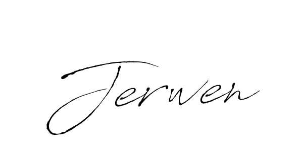 Use a signature maker to create a handwritten signature online. With this signature software, you can design (Antro_Vectra) your own signature for name Jerwen. Jerwen signature style 6 images and pictures png