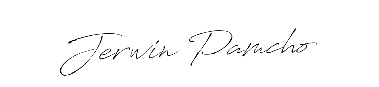 How to make Jerwin Pamcho name signature. Use Antro_Vectra style for creating short signs online. This is the latest handwritten sign. Jerwin Pamcho signature style 6 images and pictures png