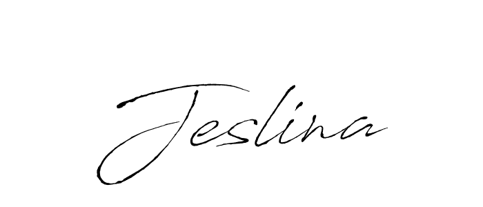 Make a beautiful signature design for name Jeslina. With this signature (Antro_Vectra) style, you can create a handwritten signature for free. Jeslina signature style 6 images and pictures png