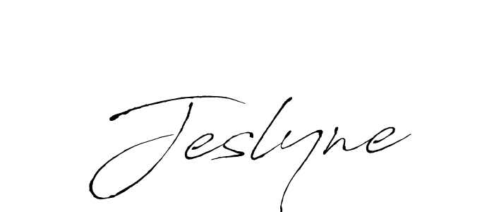 Make a beautiful signature design for name Jeslyne. With this signature (Antro_Vectra) style, you can create a handwritten signature for free. Jeslyne signature style 6 images and pictures png