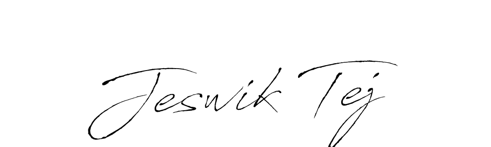 The best way (Antro_Vectra) to make a short signature is to pick only two or three words in your name. The name Jeswik Tej include a total of six letters. For converting this name. Jeswik Tej signature style 6 images and pictures png