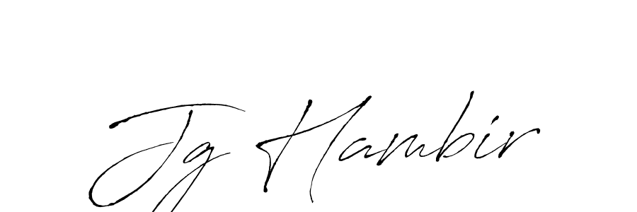 Make a beautiful signature design for name Jg Hambir. With this signature (Antro_Vectra) style, you can create a handwritten signature for free. Jg Hambir signature style 6 images and pictures png