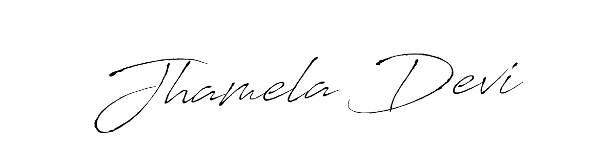 How to make Jhamela Devi name signature. Use Antro_Vectra style for creating short signs online. This is the latest handwritten sign. Jhamela Devi signature style 6 images and pictures png