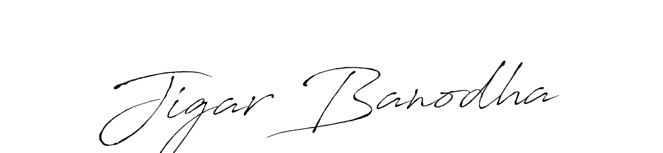 How to make Jigar Banodha name signature. Use Antro_Vectra style for creating short signs online. This is the latest handwritten sign. Jigar Banodha signature style 6 images and pictures png