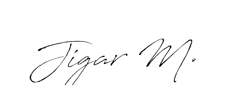 The best way (Antro_Vectra) to make a short signature is to pick only two or three words in your name. The name Jigar M. include a total of six letters. For converting this name. Jigar M. signature style 6 images and pictures png