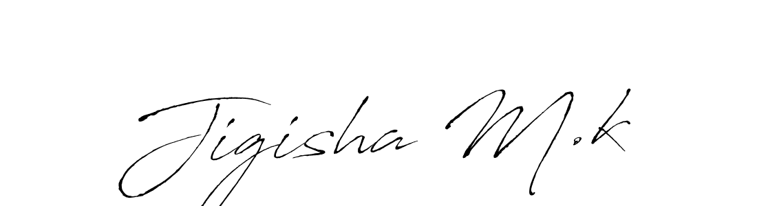 How to make Jigisha M.k signature? Antro_Vectra is a professional autograph style. Create handwritten signature for Jigisha M.k name. Jigisha M.k signature style 6 images and pictures png