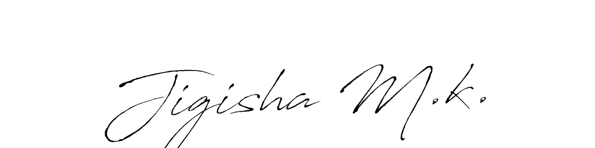 Make a beautiful signature design for name Jigisha M.k.. With this signature (Antro_Vectra) style, you can create a handwritten signature for free. Jigisha M.k. signature style 6 images and pictures png