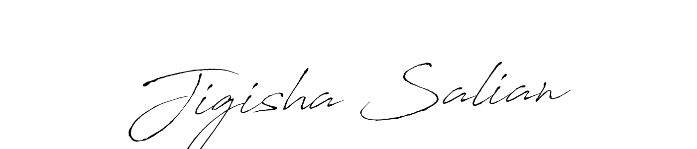 The best way (Antro_Vectra) to make a short signature is to pick only two or three words in your name. The name Jigisha Salian include a total of six letters. For converting this name. Jigisha Salian signature style 6 images and pictures png