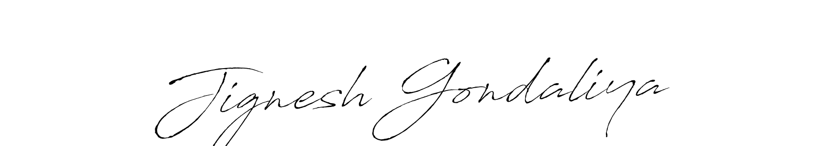 Create a beautiful signature design for name Jignesh Gondaliya. With this signature (Antro_Vectra) fonts, you can make a handwritten signature for free. Jignesh Gondaliya signature style 6 images and pictures png