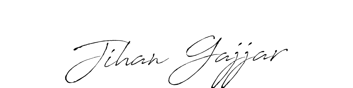 The best way (Antro_Vectra) to make a short signature is to pick only two or three words in your name. The name Jihan Gajjar include a total of six letters. For converting this name. Jihan Gajjar signature style 6 images and pictures png