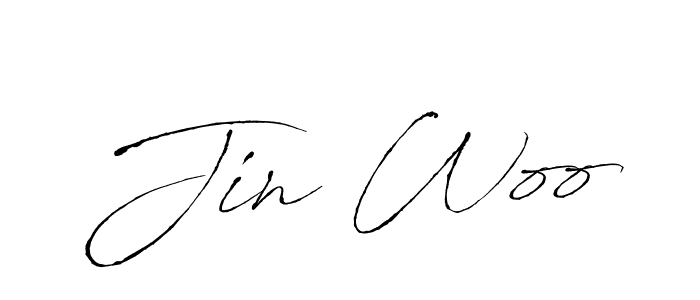 How to make Jin Woo name signature. Use Antro_Vectra style for creating short signs online. This is the latest handwritten sign. Jin Woo signature style 6 images and pictures png