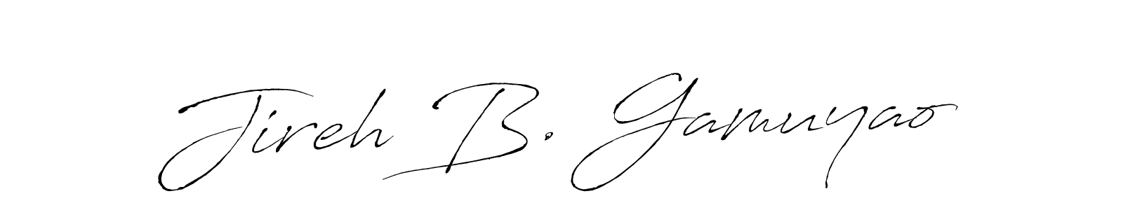 Jireh B. Gamuyao stylish signature style. Best Handwritten Sign (Antro_Vectra) for my name. Handwritten Signature Collection Ideas for my name Jireh B. Gamuyao. Jireh B. Gamuyao signature style 6 images and pictures png