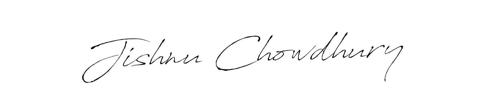 Make a beautiful signature design for name Jishnu Chowdhury. With this signature (Antro_Vectra) style, you can create a handwritten signature for free. Jishnu Chowdhury signature style 6 images and pictures png