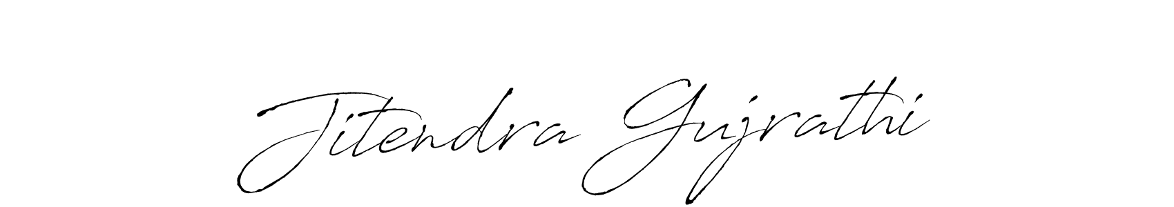 How to make Jitendra Gujrathi name signature. Use Antro_Vectra style for creating short signs online. This is the latest handwritten sign. Jitendra Gujrathi signature style 6 images and pictures png