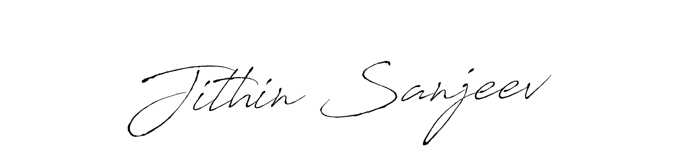 How to make Jithin Sanjeev signature? Antro_Vectra is a professional autograph style. Create handwritten signature for Jithin Sanjeev name. Jithin Sanjeev signature style 6 images and pictures png