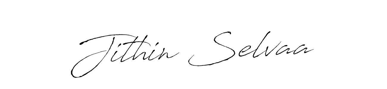 Create a beautiful signature design for name Jithin Selvaa. With this signature (Antro_Vectra) fonts, you can make a handwritten signature for free. Jithin Selvaa signature style 6 images and pictures png