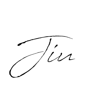 Make a beautiful signature design for name Jiu. With this signature (Antro_Vectra) style, you can create a handwritten signature for free. Jiu signature style 6 images and pictures png