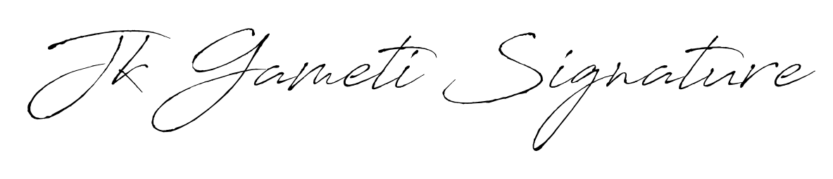 A sleek calligraphic signature for name Jk Gameti Signature utilizing Antro_Vectra styling. Great for adding personal signatures to photos and art. Jk Gameti Signature signature style 6 images and pictures png