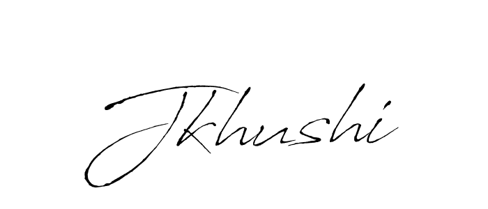 The best way (Antro_Vectra) to make a short signature is to pick only two or three words in your name. The name Jkhushi include a total of six letters. For converting this name. Jkhushi signature style 6 images and pictures png