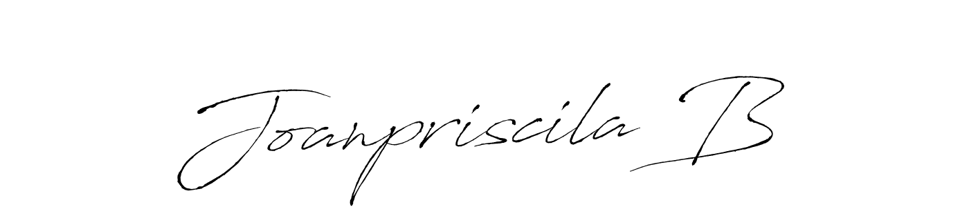 The best way (Antro_Vectra) to make a short signature is to pick only two or three words in your name. The name Joanpriscila B include a total of six letters. For converting this name. Joanpriscila B signature style 6 images and pictures png
