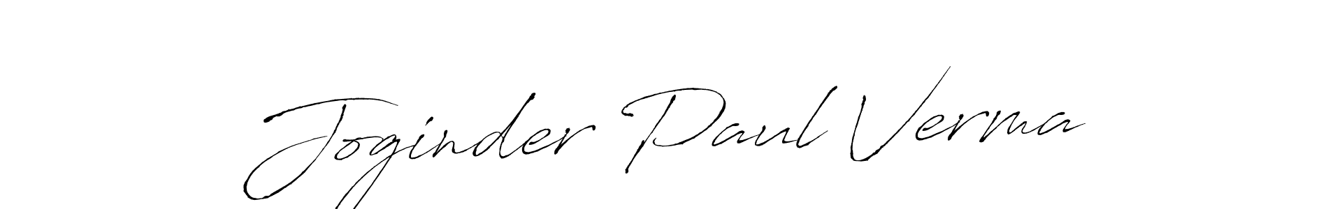 How to make Joginder Paul Verma name signature. Use Antro_Vectra style for creating short signs online. This is the latest handwritten sign. Joginder Paul Verma signature style 6 images and pictures png