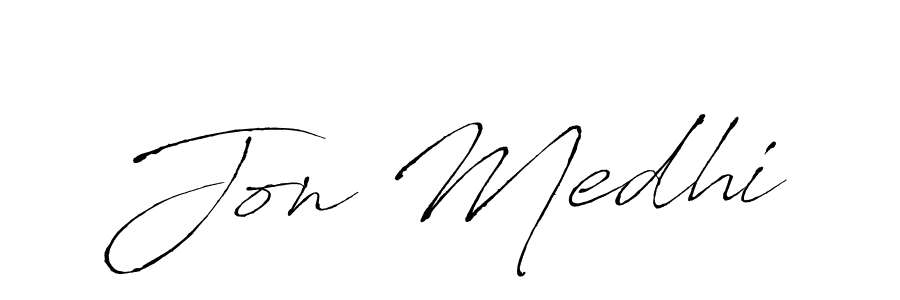 How to make Jon Medhi name signature. Use Antro_Vectra style for creating short signs online. This is the latest handwritten sign. Jon Medhi signature style 6 images and pictures png