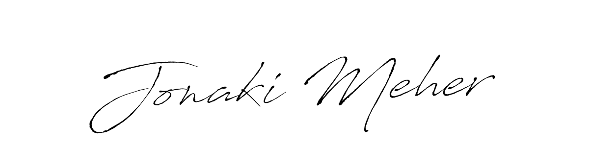 Make a beautiful signature design for name Jonaki Meher. With this signature (Antro_Vectra) style, you can create a handwritten signature for free. Jonaki Meher signature style 6 images and pictures png