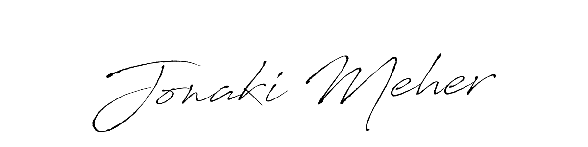 Make a beautiful signature design for name Jonaki Meher. With this signature (Antro_Vectra) style, you can create a handwritten signature for free. Jonaki Meher signature style 6 images and pictures png