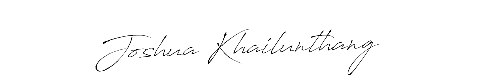How to make Joshua Khailunthang name signature. Use Antro_Vectra style for creating short signs online. This is the latest handwritten sign. Joshua Khailunthang signature style 6 images and pictures png