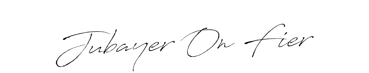 The best way (Antro_Vectra) to make a short signature is to pick only two or three words in your name. The name Jubayer On Fier include a total of six letters. For converting this name. Jubayer On Fier signature style 6 images and pictures png