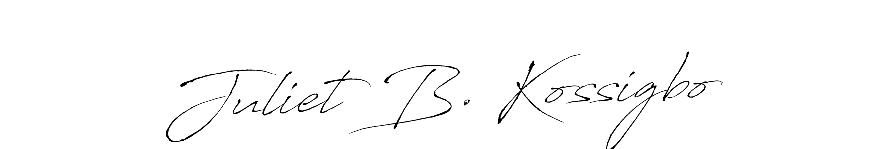Design your own signature with our free online signature maker. With this signature software, you can create a handwritten (Antro_Vectra) signature for name Juliet B. Kossigbo. Juliet B. Kossigbo signature style 6 images and pictures png