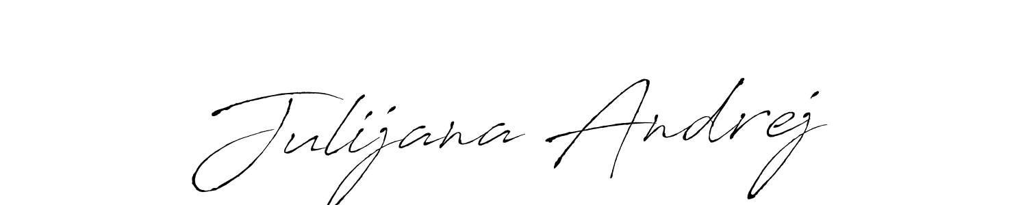 How to make Julijana Andrej name signature. Use Antro_Vectra style for creating short signs online. This is the latest handwritten sign. Julijana Andrej signature style 6 images and pictures png