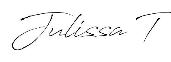 A sleek calligraphic signature for name Julissa T utilizing Antro_Vectra styling. Great for adding personal signatures to photos and art. Julissa T signature style 6 images and pictures png