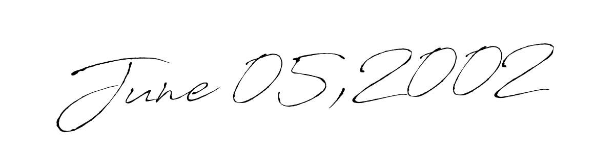 The best way (Antro_Vectra) to make a short signature is to pick only two or three words in your name. The name June 05,2002 include a total of six letters. For converting this name. June 05,2002 signature style 6 images and pictures png