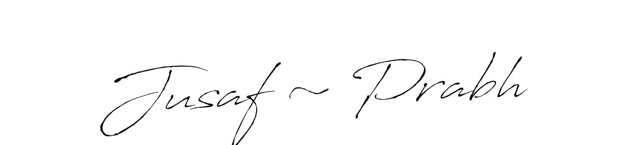This is the best signature style for the Jusaf ~ Prabh name. Also you like these signature font (Antro_Vectra). Mix name signature. Jusaf ~ Prabh signature style 6 images and pictures png