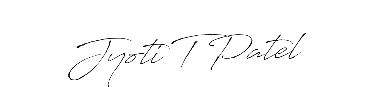 The best way (Antro_Vectra) to make a short signature is to pick only two or three words in your name. The name Jyoti T Patel include a total of six letters. For converting this name. Jyoti T Patel signature style 6 images and pictures png