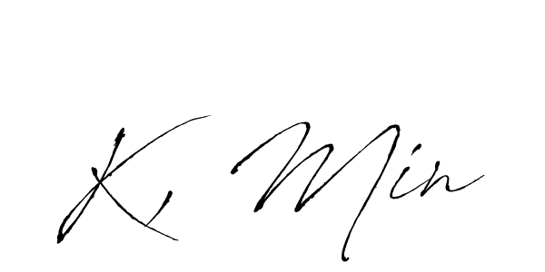 Create a beautiful signature design for name K, Min. With this signature (Antro_Vectra) fonts, you can make a handwritten signature for free. K, Min signature style 6 images and pictures png