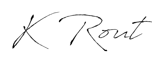 A modern signature idea for name K  Rout using Antro_Vectra font. Clean strokes and elegant curves make it stand out instantly. K  Rout signature style 6 images and pictures png