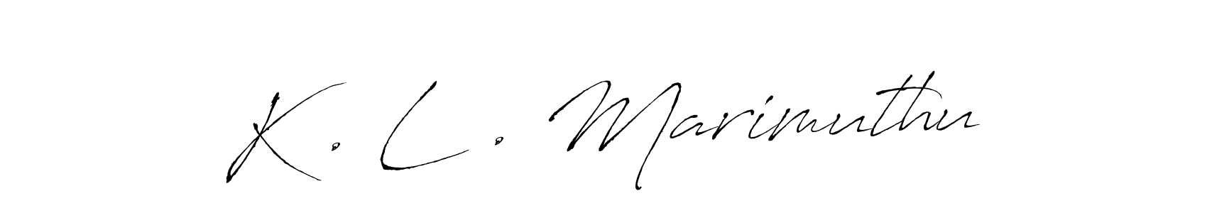 How to make K . L . Marimuthu name signature. Use Antro_Vectra style for creating short signs online. This is the latest handwritten sign. K . L . Marimuthu signature style 6 images and pictures png