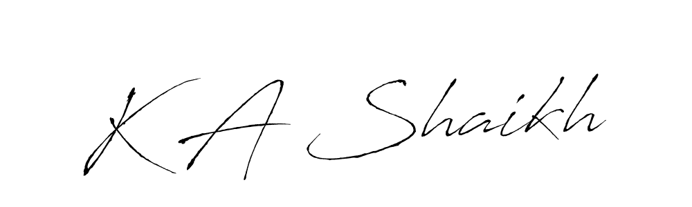 The best way (Antro_Vectra) to make a short signature is to pick only two or three words in your name. The name K A Shaikh include a total of six letters. For converting this name. K A Shaikh signature style 6 images and pictures png