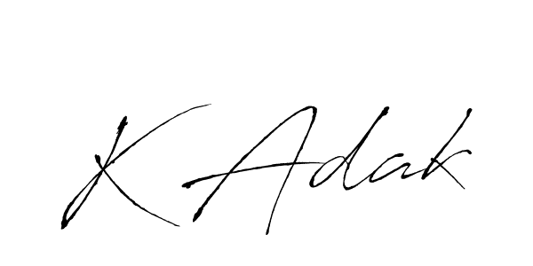 How to make K Adak name signature. Use Antro_Vectra style for creating short signs online. This is the latest handwritten sign. K Adak signature style 6 images and pictures png