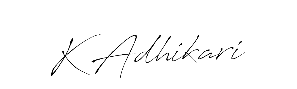 The best way (Antro_Vectra) to make a short signature is to pick only two or three words in your name. The name K Adhikari include a total of six letters. For converting this name. K Adhikari signature style 6 images and pictures png