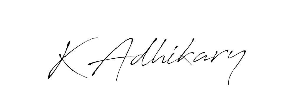 Antro_Vectra is a professional signature style that is perfect for those who want to add a touch of class to their signature. It is also a great choice for those who want to make their signature more unique. Get K Adhikary name to fancy signature for free. K Adhikary signature style 6 images and pictures png