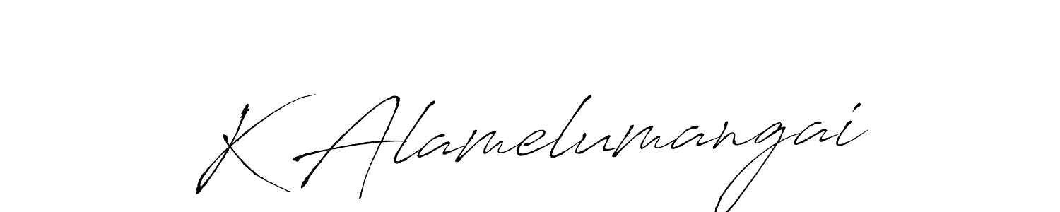 Make a beautiful signature design for name K Alamelumangai. With this signature (Antro_Vectra) style, you can create a handwritten signature for free. K Alamelumangai signature style 6 images and pictures png