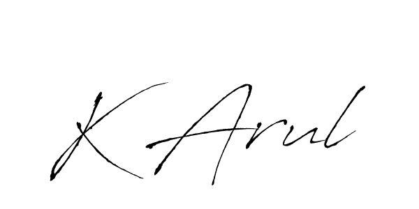 if you are searching for the best signature style for your name K Arul. so please give up your signature search. here we have designed multiple signature styles  using Antro_Vectra. K Arul signature style 6 images and pictures png